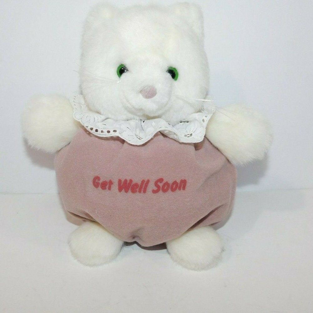 VTG Russ GET WELL SOON 9" Plush Bean Bag Cat Kitty Kitten Caress Soft Pets 4433